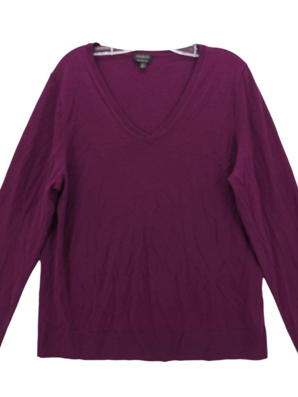 TALBOTS Purple 100% Merino Wool V-Neck Pullover Sweater Size XL